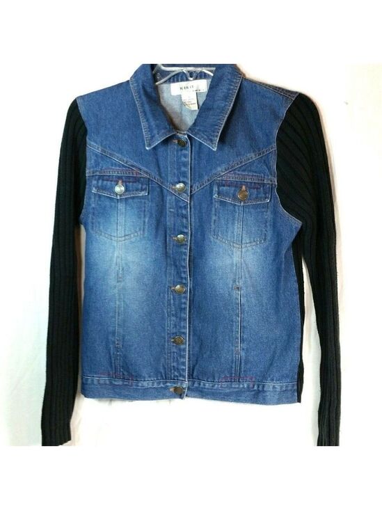 Kikit Sweaters - 𝅺KIKIT Maurice Sasson Denim Shacket Jacket Size Small Ribbed Sleeve